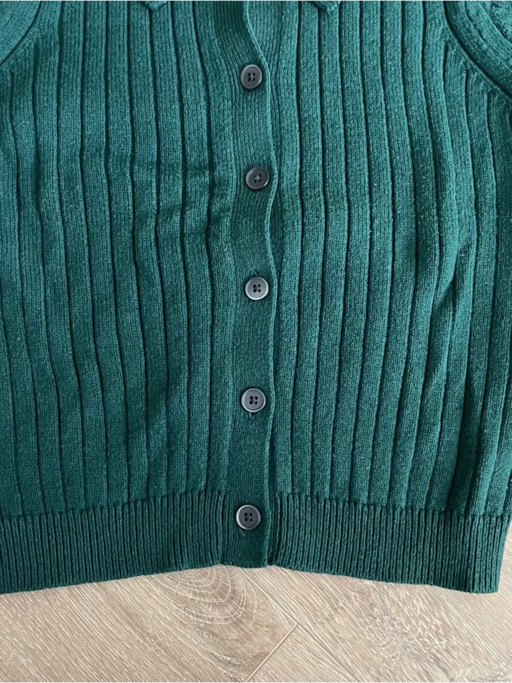 Uniqlo Forest Green Ribbed Polo Button-Up Cardigan - Picture 3 of 4